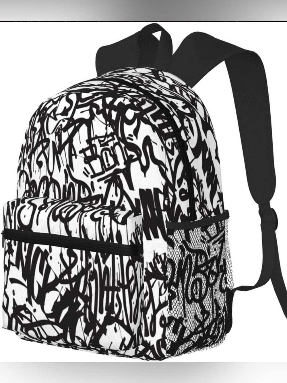 Black & White Graffiti Print Backpack for kids, Men and Women, NWT